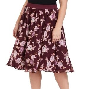 Torrid Women’s Floral Midi Chiffon Lined Skirt Size 1/2 or 14-18 Elastic Waist